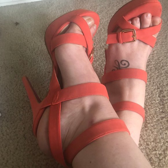 Orange Strappy Sandals - Picture 1 of 8